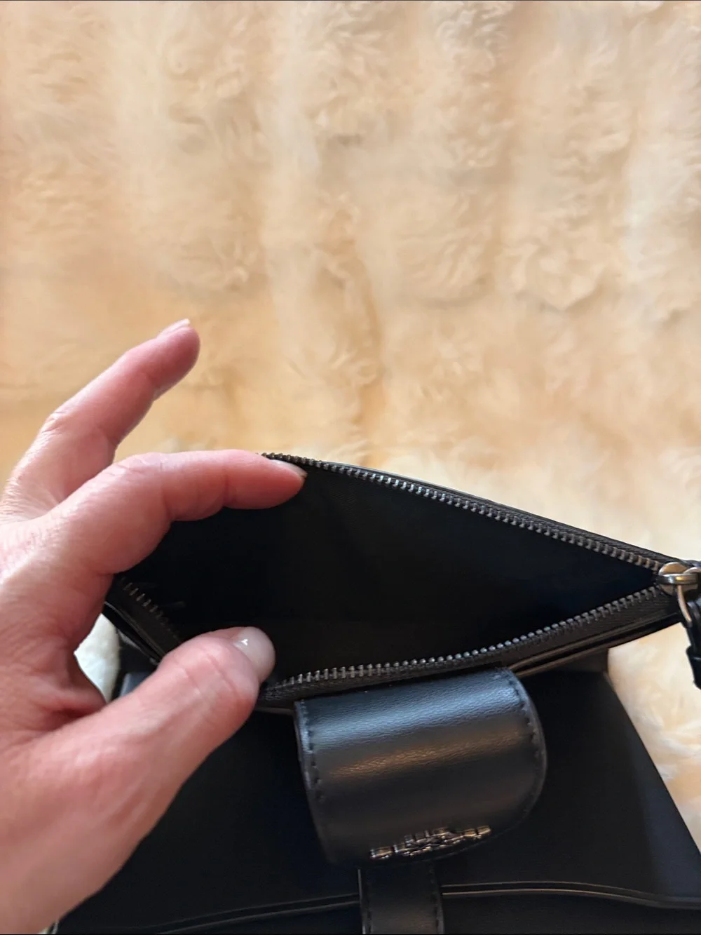 Coach Black Signature Wristlet Wallet with Leather Trim coach Phone tech wallet
